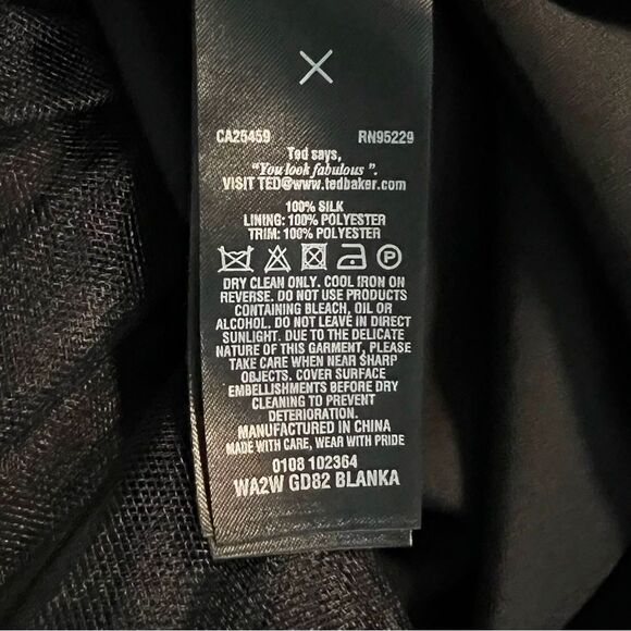 Ted Baker Embellished Silk Chiffon Dress Size 2 Black Fit&Flare Cocktail Formal - Picture 9 of 9